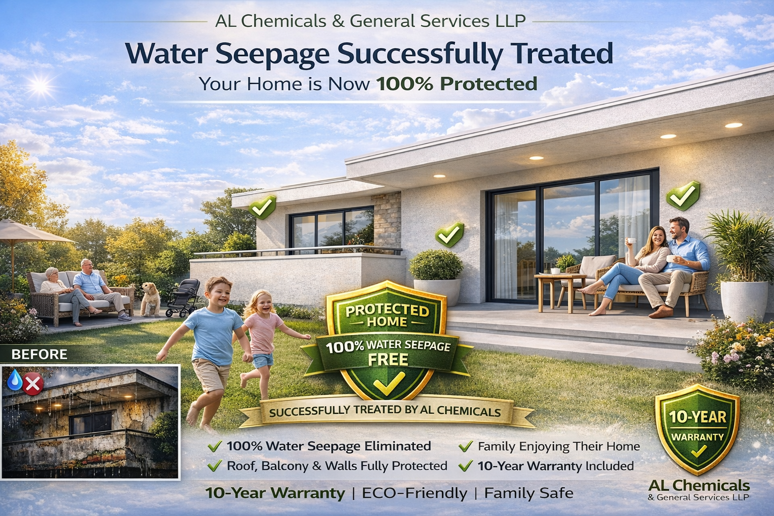 With treatment of waterproofing chemicals