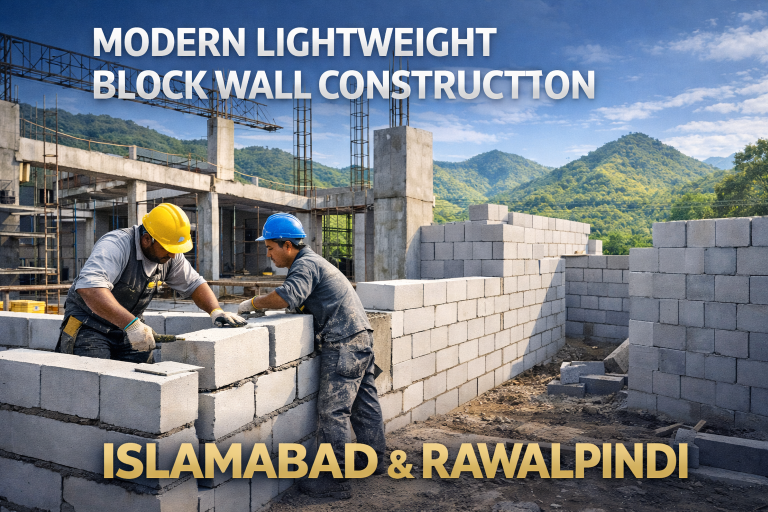 Stage 3 installation of lightweight blocks on site